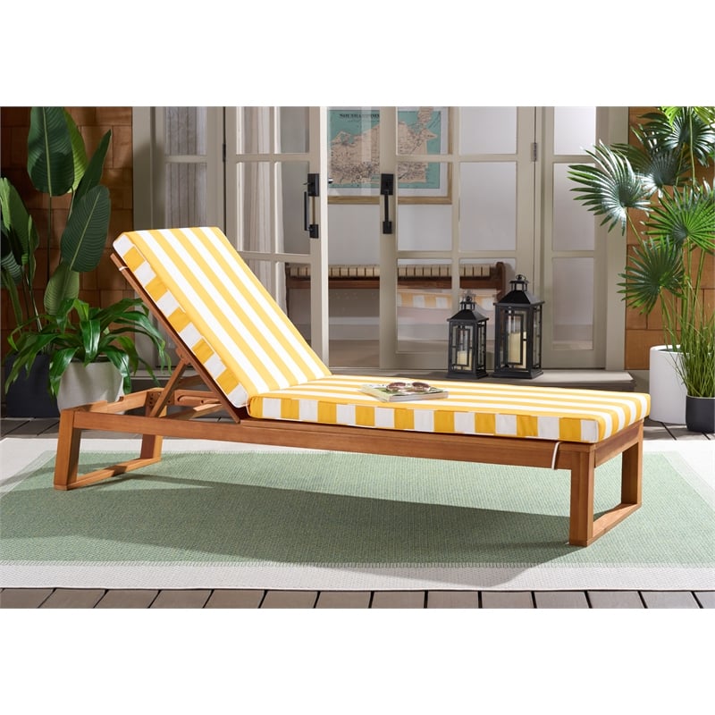 Safavieh Sophie Wood Lounger in Natural / Yellow
