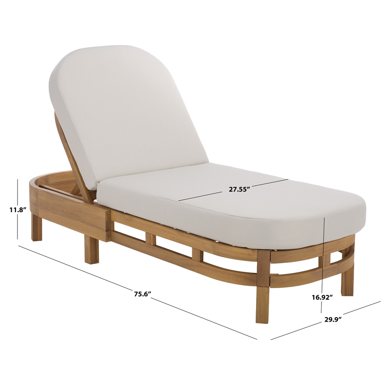 Safavieh Kento Wood Lounger  in Natural / Taupe