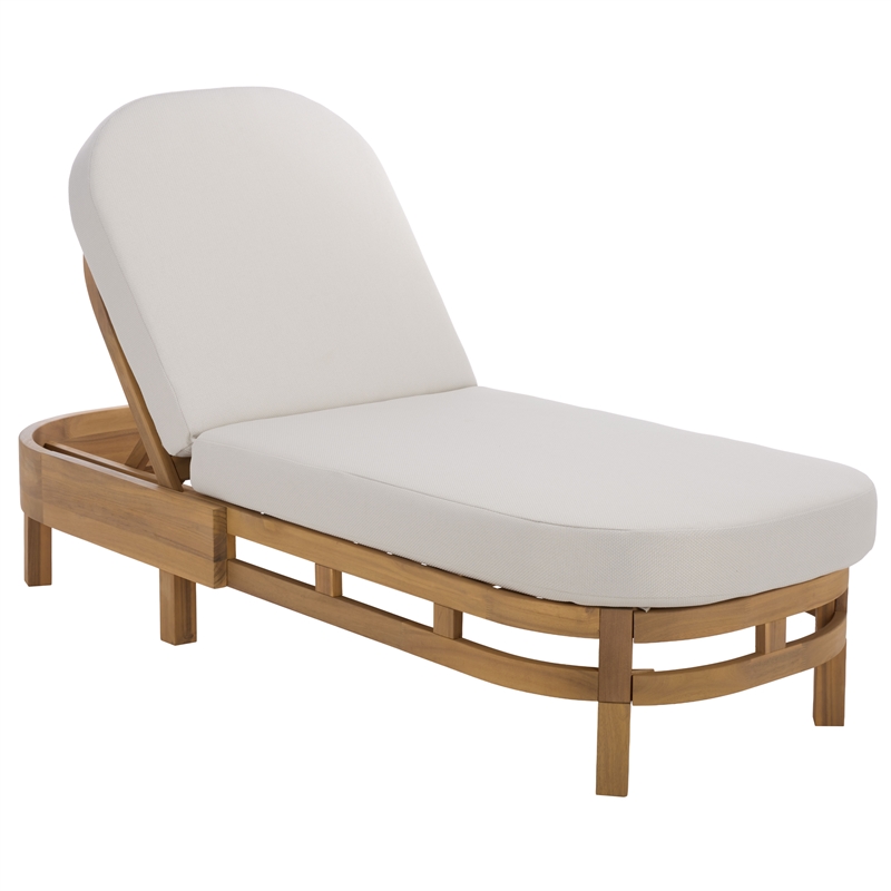 Safavieh Kento Wood Lounger  in Natural / Taupe