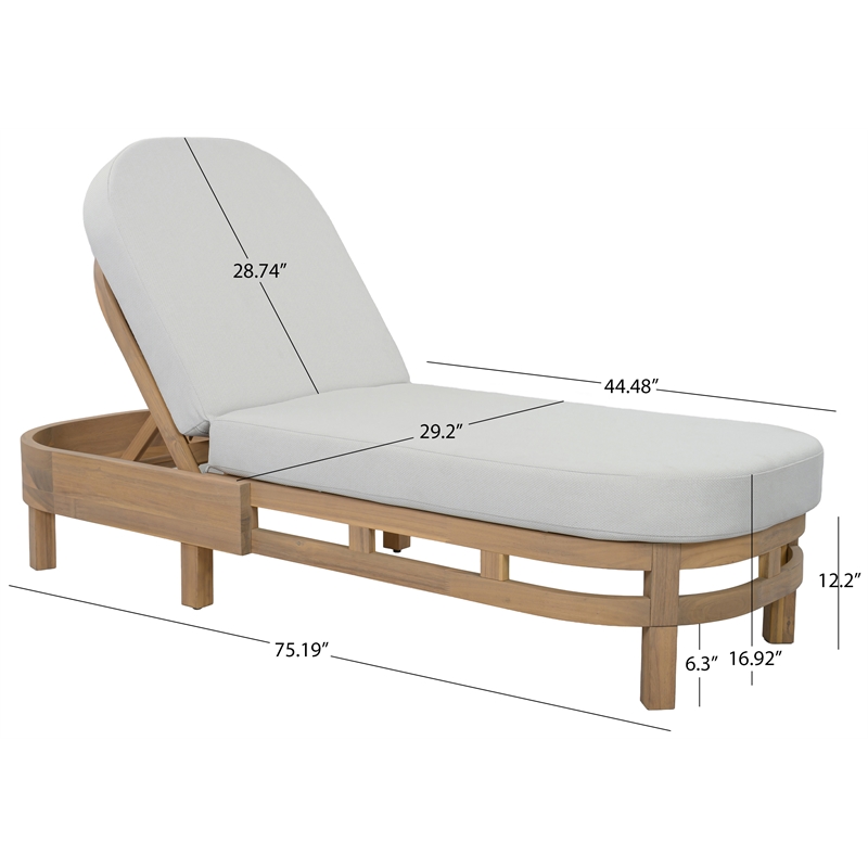 Safavieh Kento Wood Lounger in Oak / Ivory