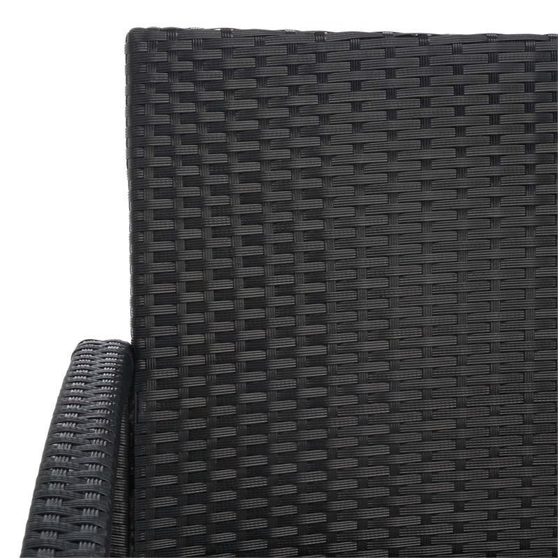 Safavieh Bassey 4Pc Wicker and Rattan Living Set in Black / Light Gray