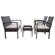 Safavieh Bassey 4Pc Wicker and Rattan Living Set in Black / Light Gray