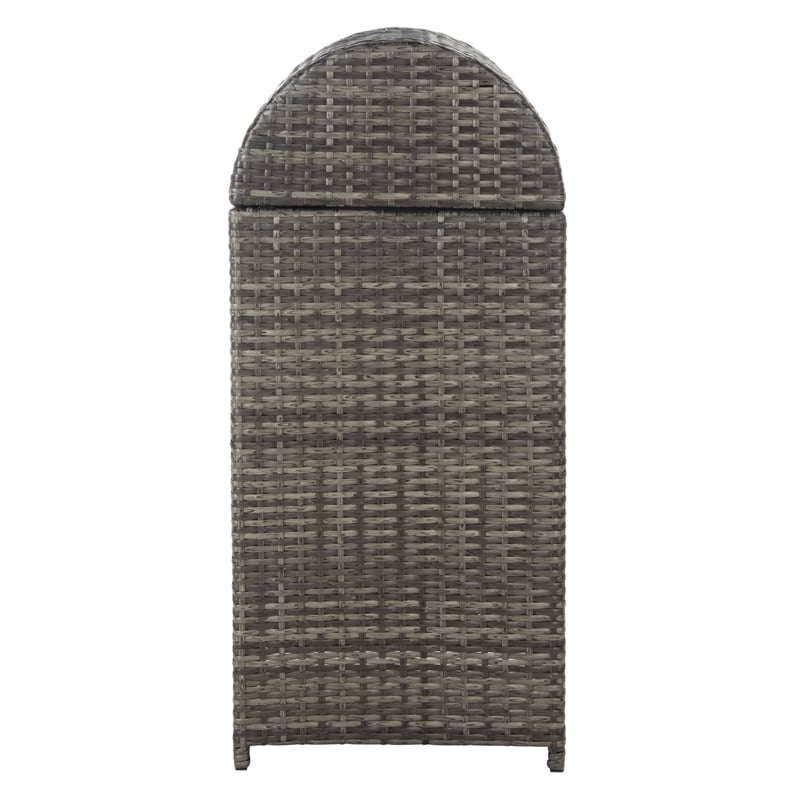 Safavieh Serapis Wicker and Rattan Trash Bin in Gray / Brown
