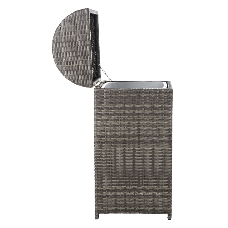 Safavieh Serapis Wicker and Rattan Trash Bin in Gray / Brown
