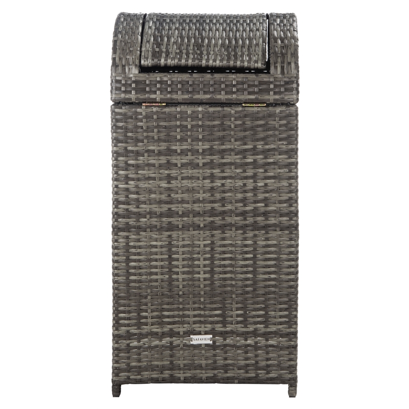 Safavieh Serapis Wicker and Rattan Trash Bin in Gray / Brown