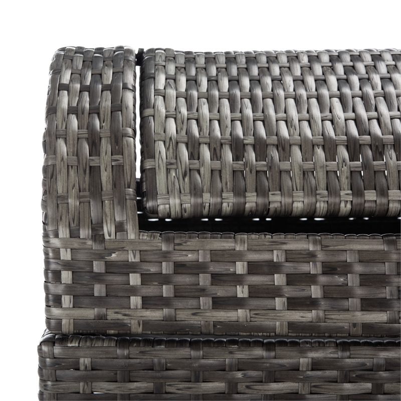 Safavieh Serapis Wicker and Rattan Trash Bin in Gray / Brown