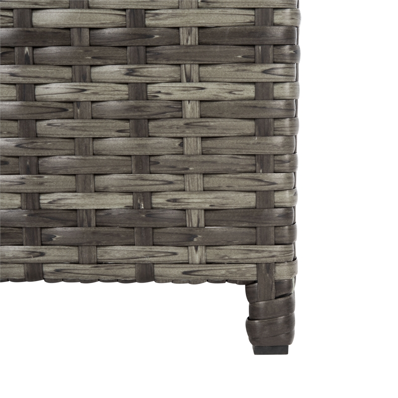 Safavieh Serapis Wicker and Rattan Trash Bin in Gray / Brown