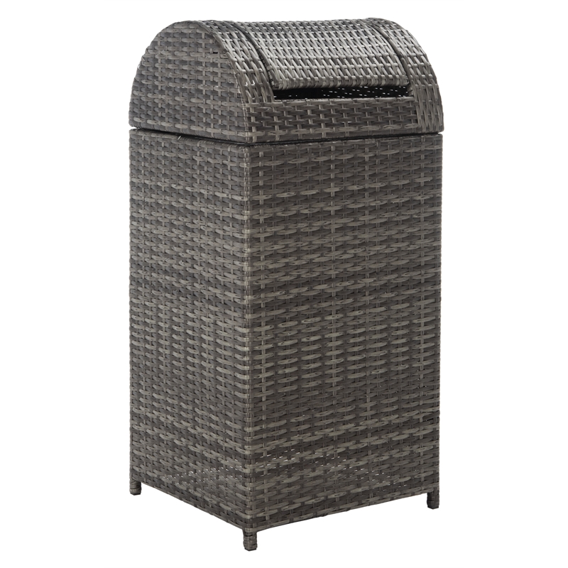 Safavieh Serapis Wicker and Rattan Trash Bin in Gray / Brown