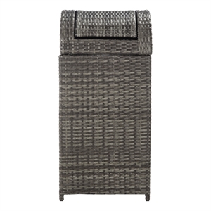 Safavieh Serapis Wicker and Rattan Trash Bin in Gray / Brown