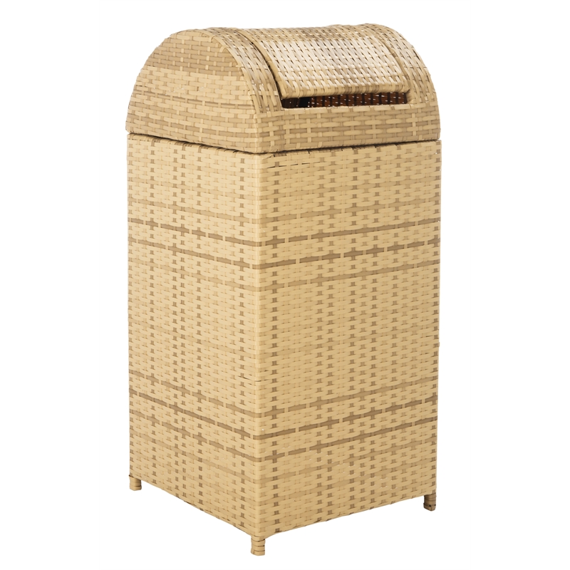 Safavieh Serapis Wicker and Rattan Trash Bin in Natural