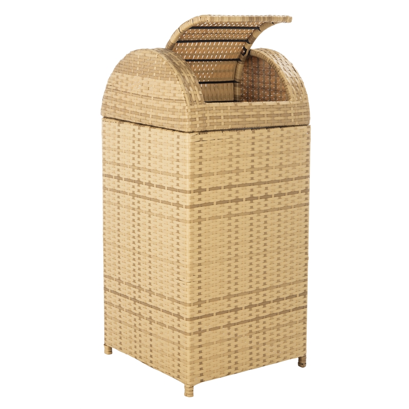 Safavieh Serapis Wicker and Rattan Trash Bin in Natural