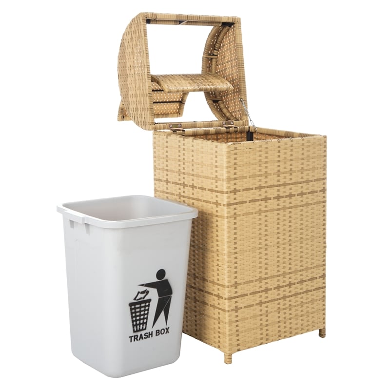 Safavieh Serapis Wicker and Rattan Trash Bin in Natural