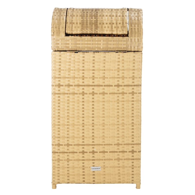 Safavieh Serapis Wicker and Rattan Trash Bin in Natural