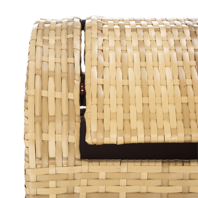 Safavieh Serapis Wicker and Rattan Trash Bin in Natural