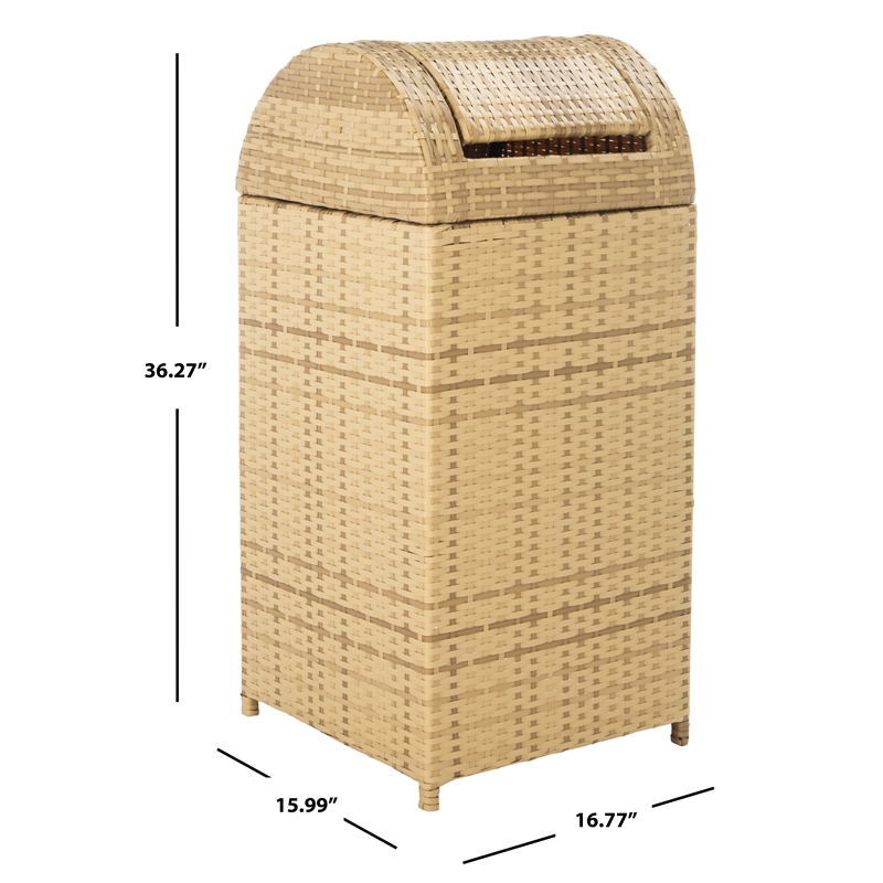 Safavieh Serapis Wicker and Rattan Trash Bin in Natural