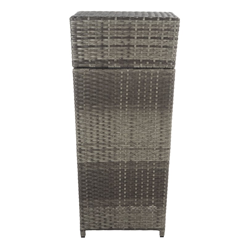 Safavieh Mazeli Wicker and Rattan Trash Bin in Gray / Brown