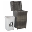 Safavieh Mazeli Wicker and Rattan Trash Bin in Gray / Brown