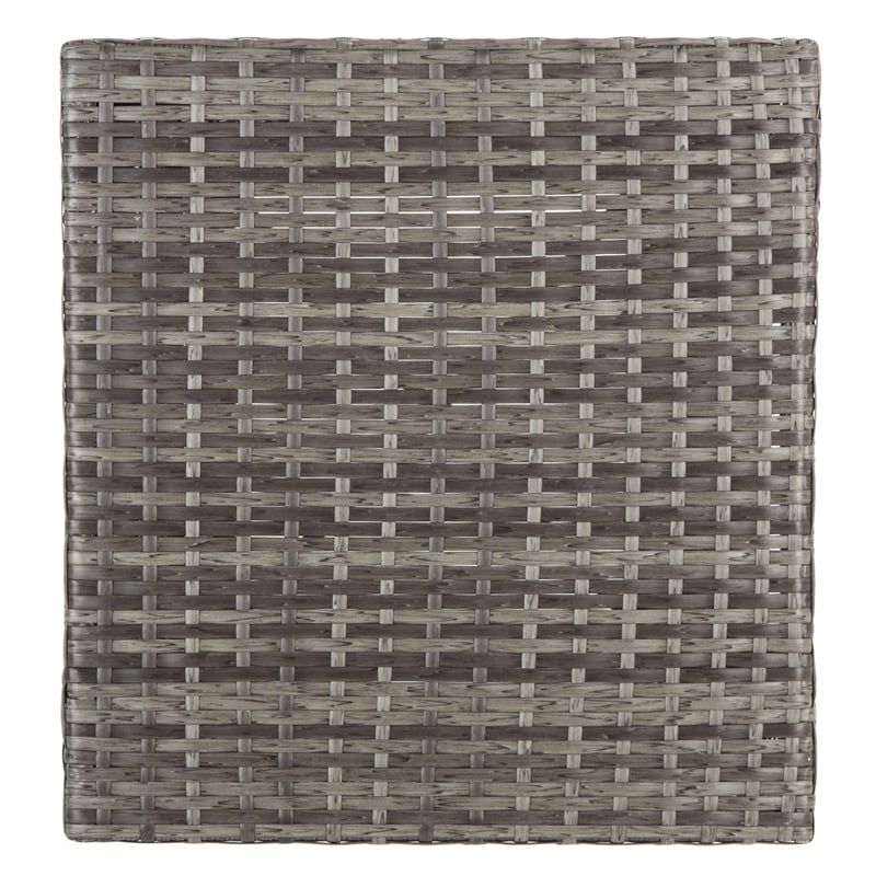 Safavieh Mazeli Wicker and Rattan Trash Bin in Gray / Brown