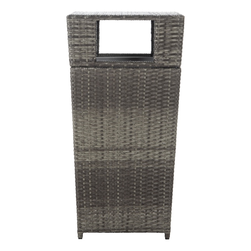 Safavieh Mazeli Wicker and Rattan Trash Bin in Gray / Brown