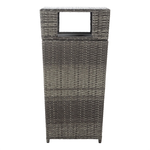 Safavieh Mazeli Wicker and Rattan Trash Bin in Gray / Brown