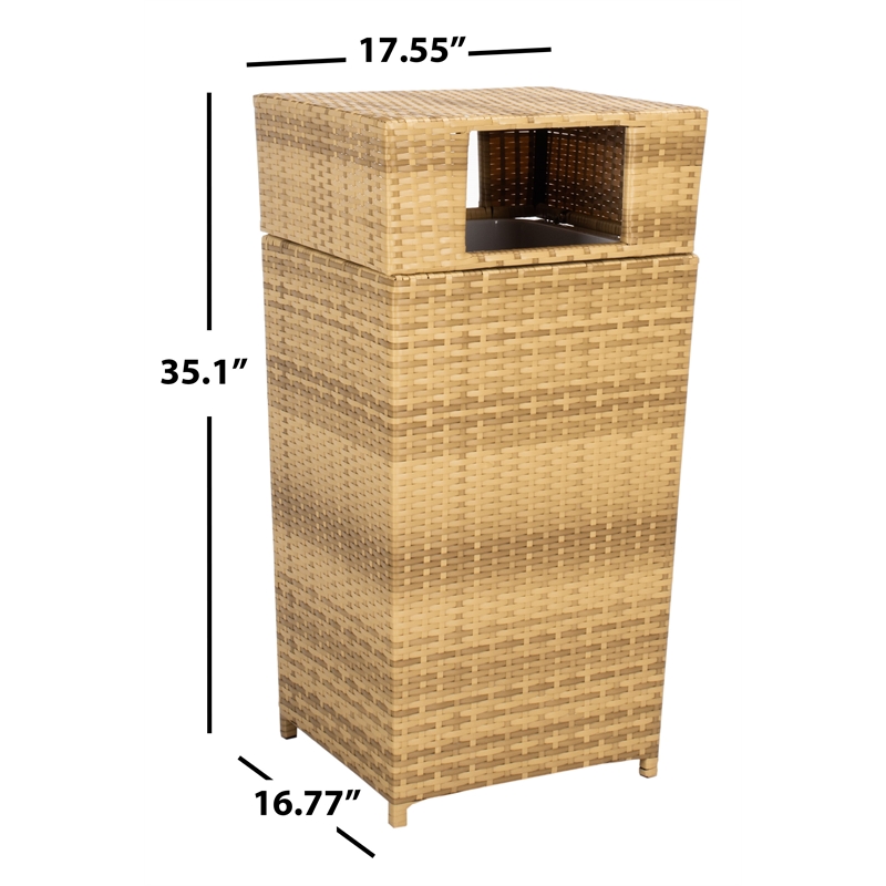 Safavieh Mazeli Wicker and Rattan Trash Bin in Natural