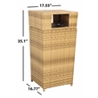 Safavieh Mazeli Wicker and Rattan Trash Bin in Natural