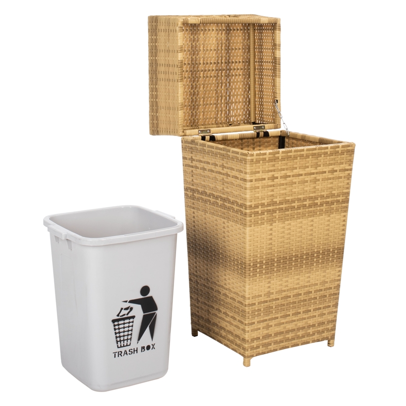 Safavieh Mazeli Wicker and Rattan Trash Bin in Natural