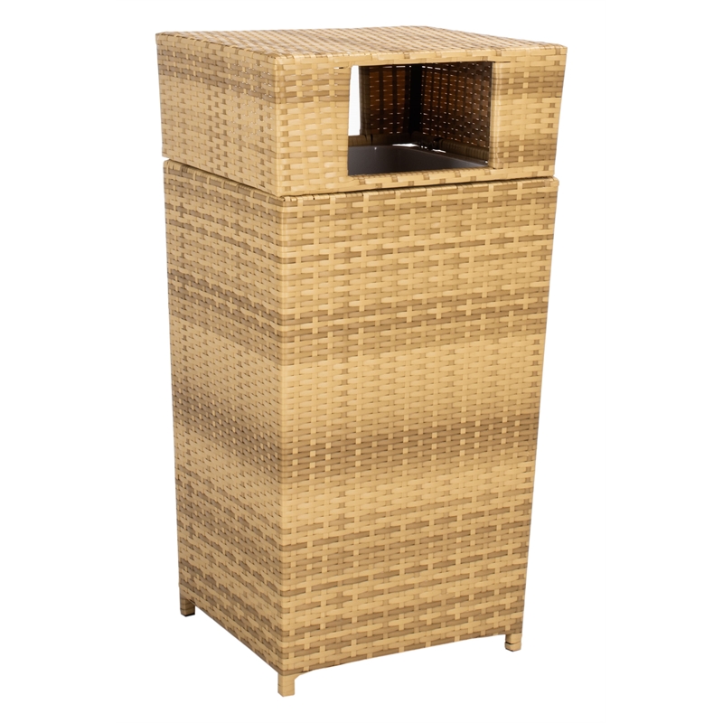 Safavieh Mazeli Wicker and Rattan Trash Bin in Natural