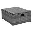 Safavieh Pramla Wicker and Rattan Sette w/Ottoman in Gray / Brown / White