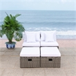 Safavieh Pramla Wicker and Rattan Sette w/Ottoman in Gray / Brown / White