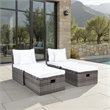 Safavieh Pramla Wicker and Rattan Sette w/Ottoman in Gray / Brown / White