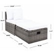 Safavieh Pramla Wicker and Rattan Sette w/Ottoman in Gray / Brown / White