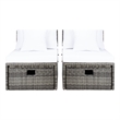 Safavieh Pramla Wicker and Rattan Sette w/Ottoman in Gray / Brown / White