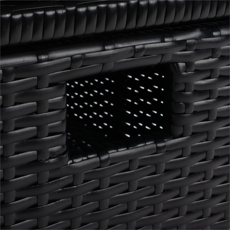 Safavieh Pramla Outdoor Wicker and Rattan Sette with Ottoman in Black/Light Gray