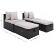 Safavieh Pramla Outdoor Wicker and Rattan Sette with Ottoman in Black/Light Gray