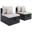 Safavieh Pramla Outdoor Wicker and Rattan Sette with Ottoman in Black/Light Gray