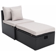 Safavieh Pramla Outdoor Wicker and Rattan Sette with Ottoman in Black/Light Gray