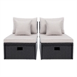 Safavieh Pramla Outdoor Wicker and Rattan Sette with Ottoman in Black/Light Gray