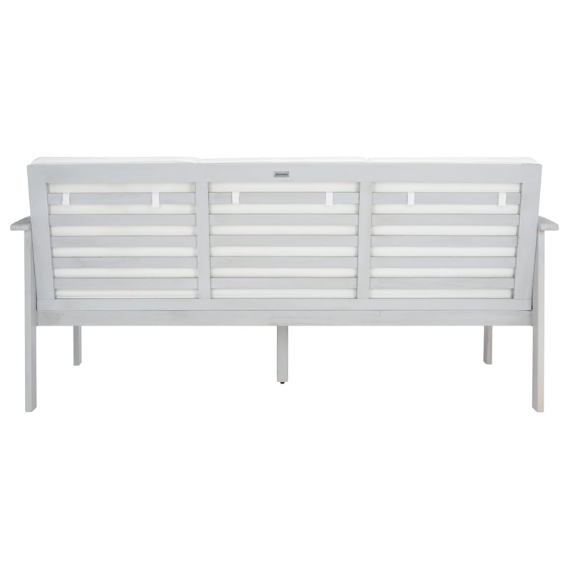 Safavieh Finnick Wood Outdoor Bench in Gray / Beige