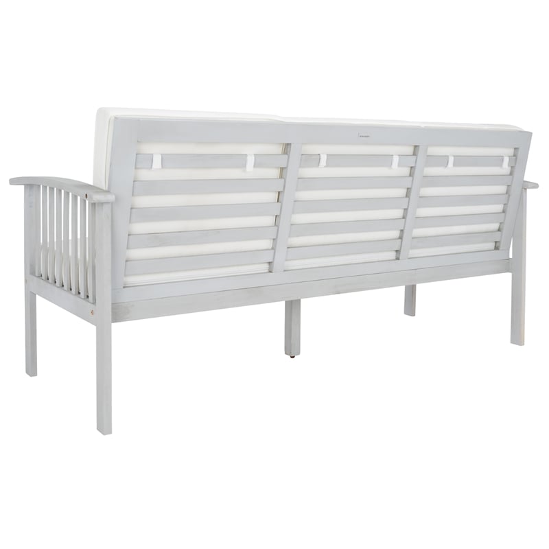 Safavieh Finnick Wood Outdoor Bench in Gray / Beige