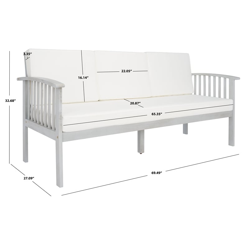Safavieh Finnick Wood Outdoor Bench in Gray / Beige