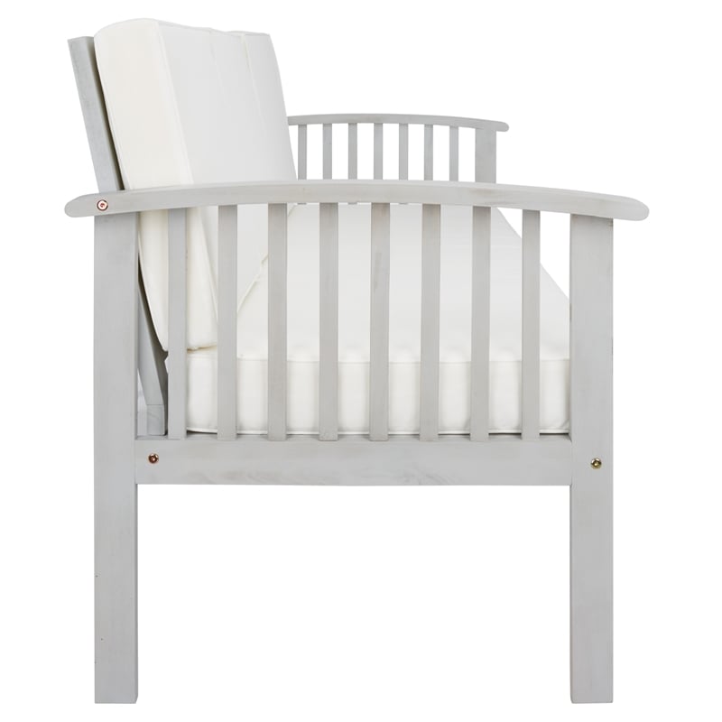 Safavieh Finnick Wood Outdoor Bench in Gray / Beige