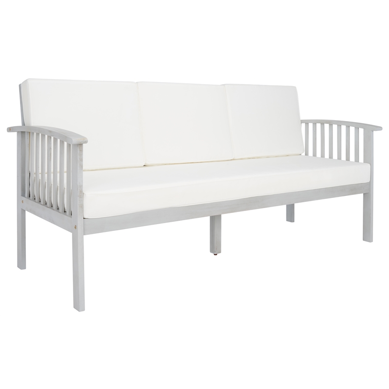 Safavieh Finnick Wood Outdoor Bench in Gray / Beige