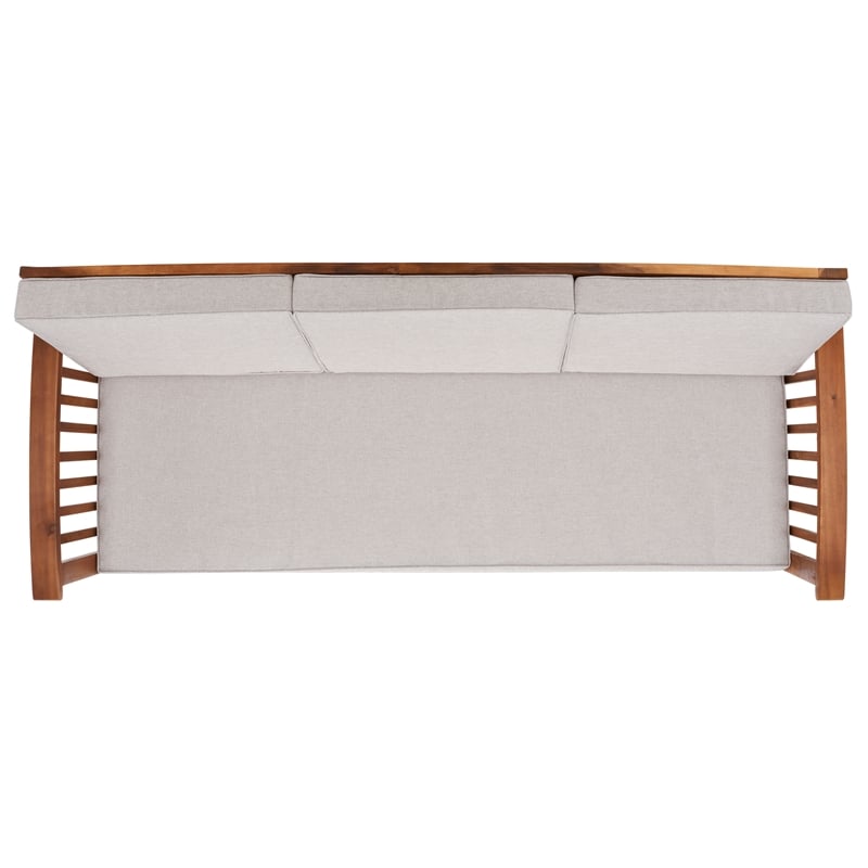 Safavieh Finnick Wood Outdoor Bench in Natural / Light Gray