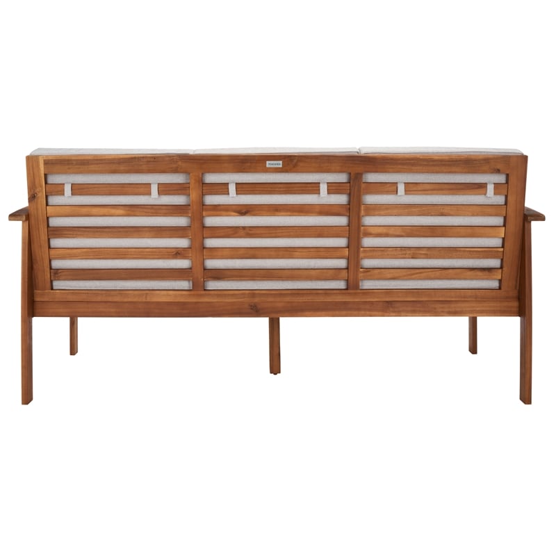 Safavieh Finnick Wood Outdoor Bench in Natural / Light Gray