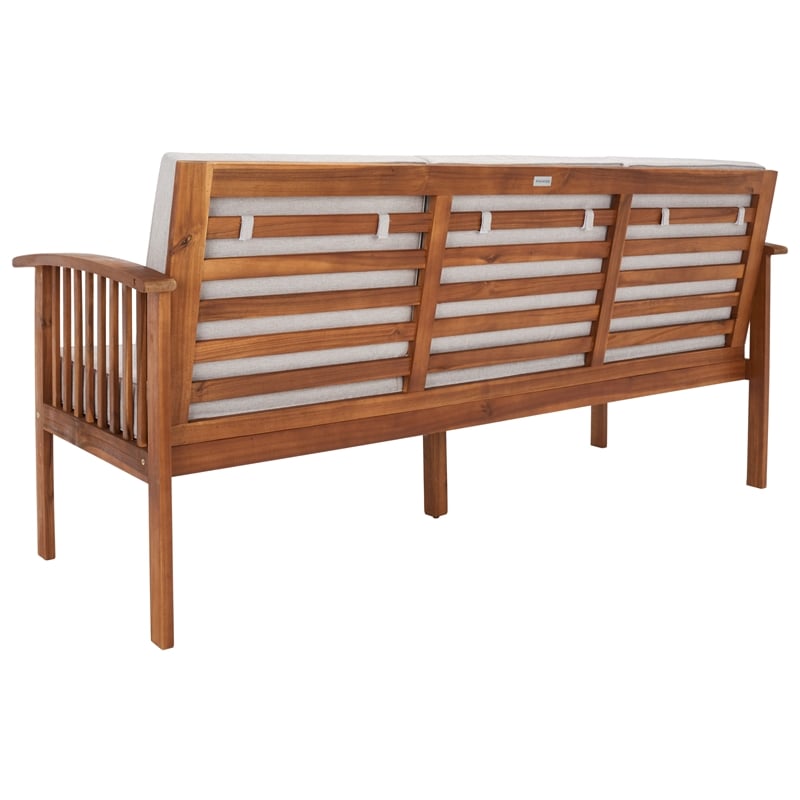 Safavieh Finnick Wood Outdoor Bench in Natural / Light Gray
