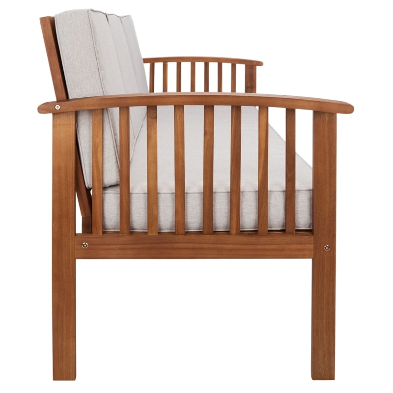 Safavieh Finnick Wood Outdoor Bench in Natural / Light Gray