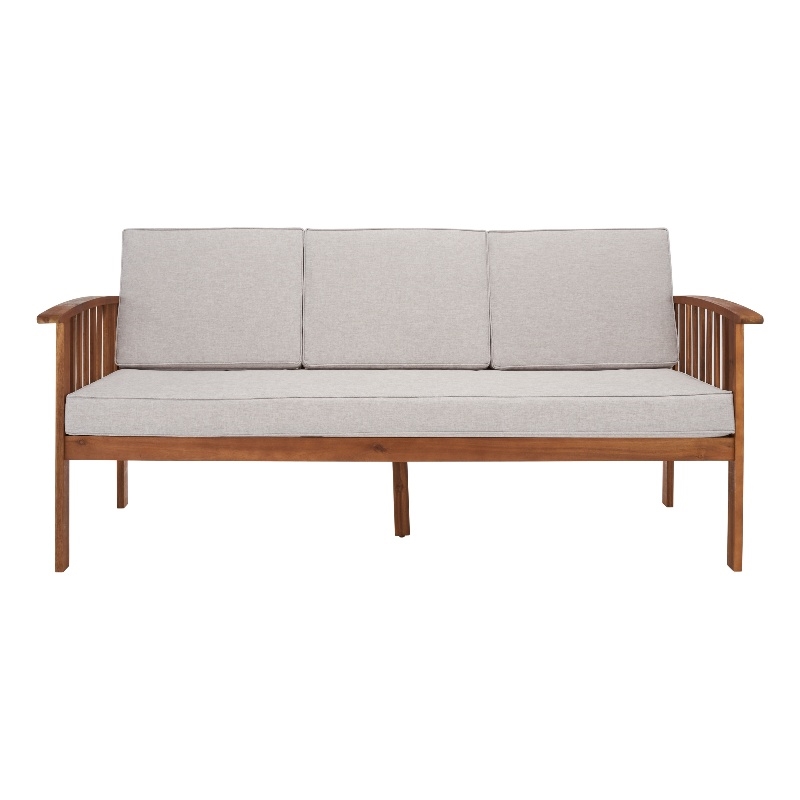 Safavieh Finnick Wood Outdoor Bench in Natural / Light Gray