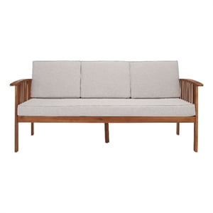 Safavieh Finnick Wood Outdoor Bench in Natural / Light Gray
