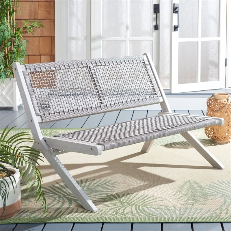 Safavieh Kobina Wood Outdoor Bench in Gray / Gray